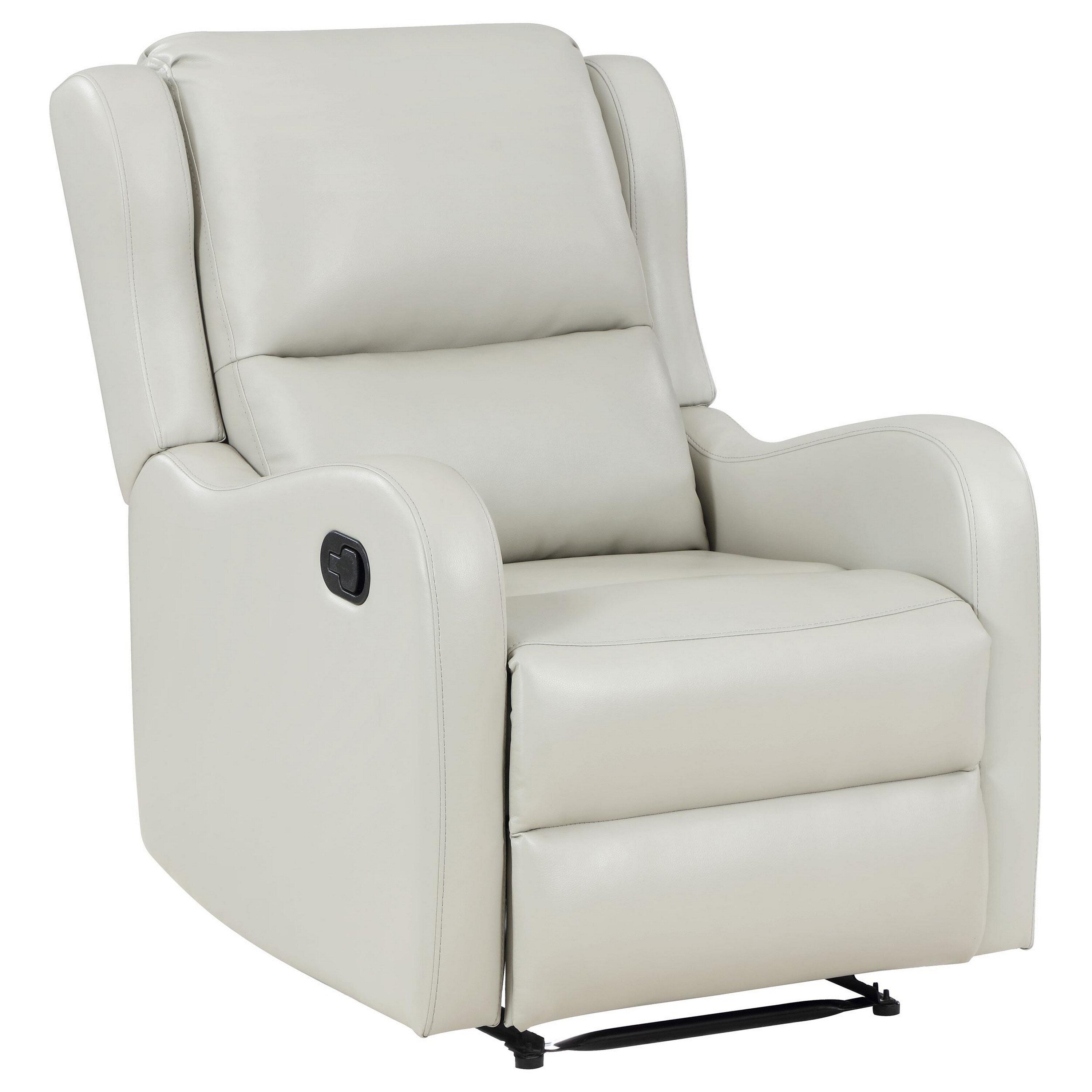 Fauteuil inclinable manuel Mayra, accoudoirs anglais, similicuir ivoire moelleux