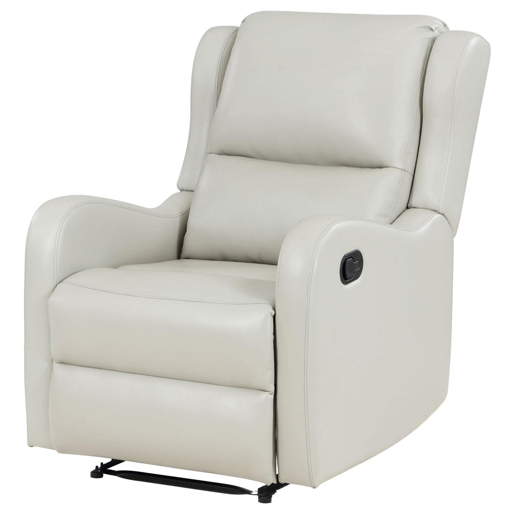Fauteuil inclinable manuel Mayra, accoudoirs anglais, similicuir ivoire moelleux