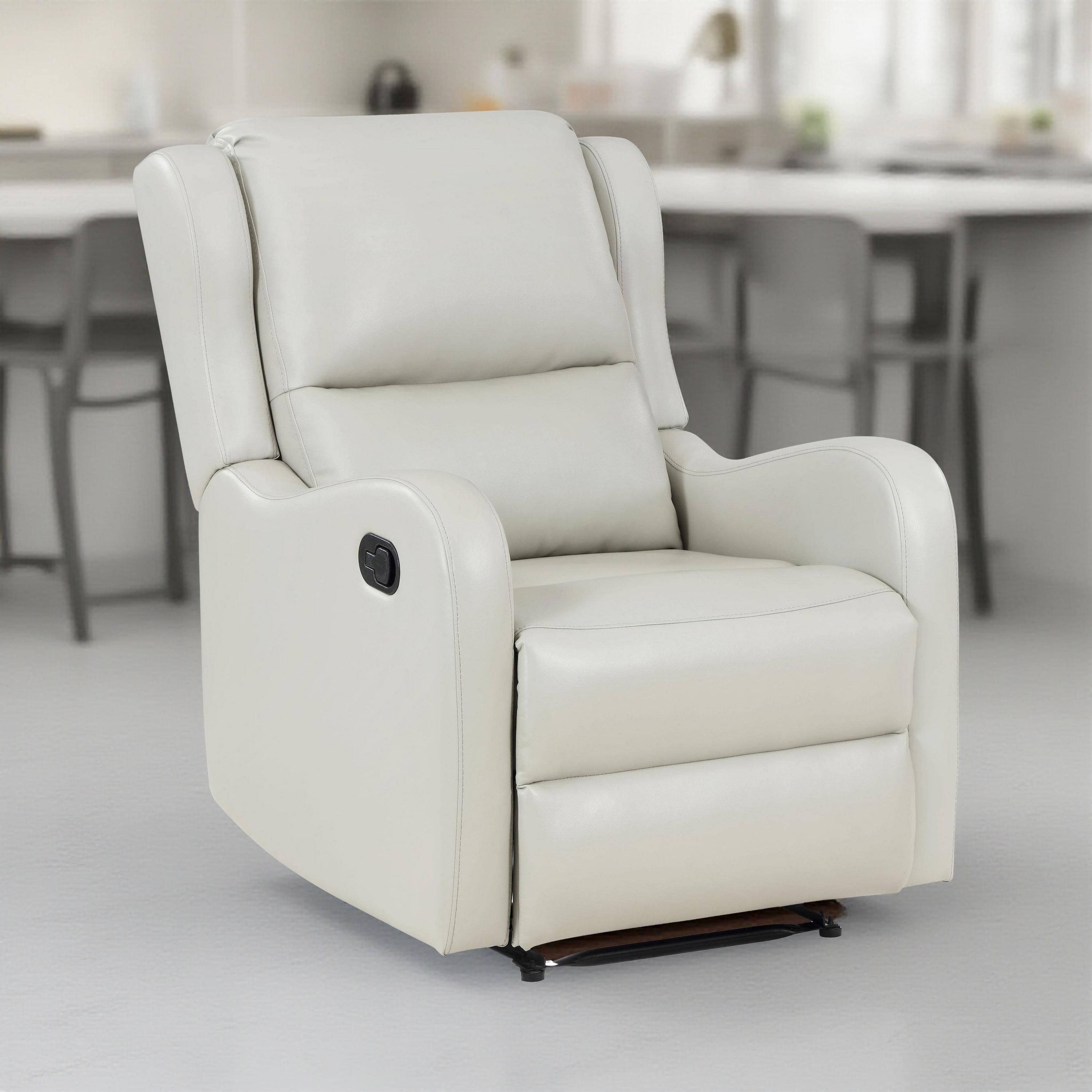 Fauteuil inclinable manuel Mayra, accoudoirs anglais, similicuir ivoire moelleux