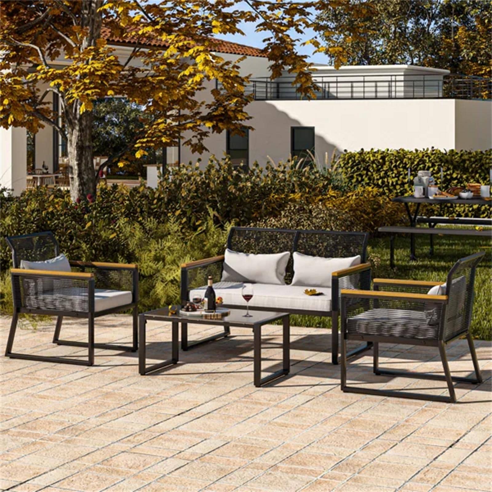Ensemble de sièges McFerran pour 4 personnes avec coussins