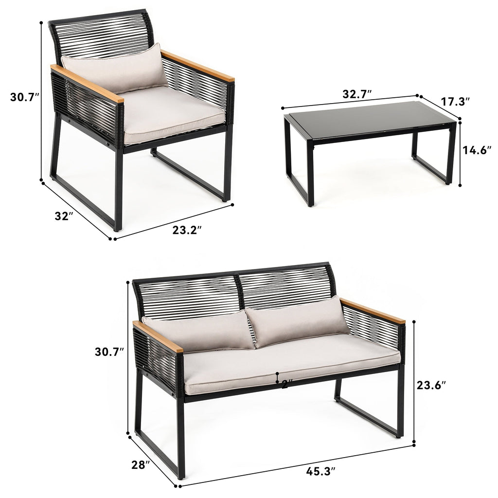 Ensemble de sièges McFerran pour 4 personnes avec coussins