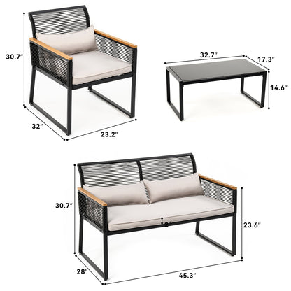 Ensemble de sièges McFerran pour 4 personnes avec coussins