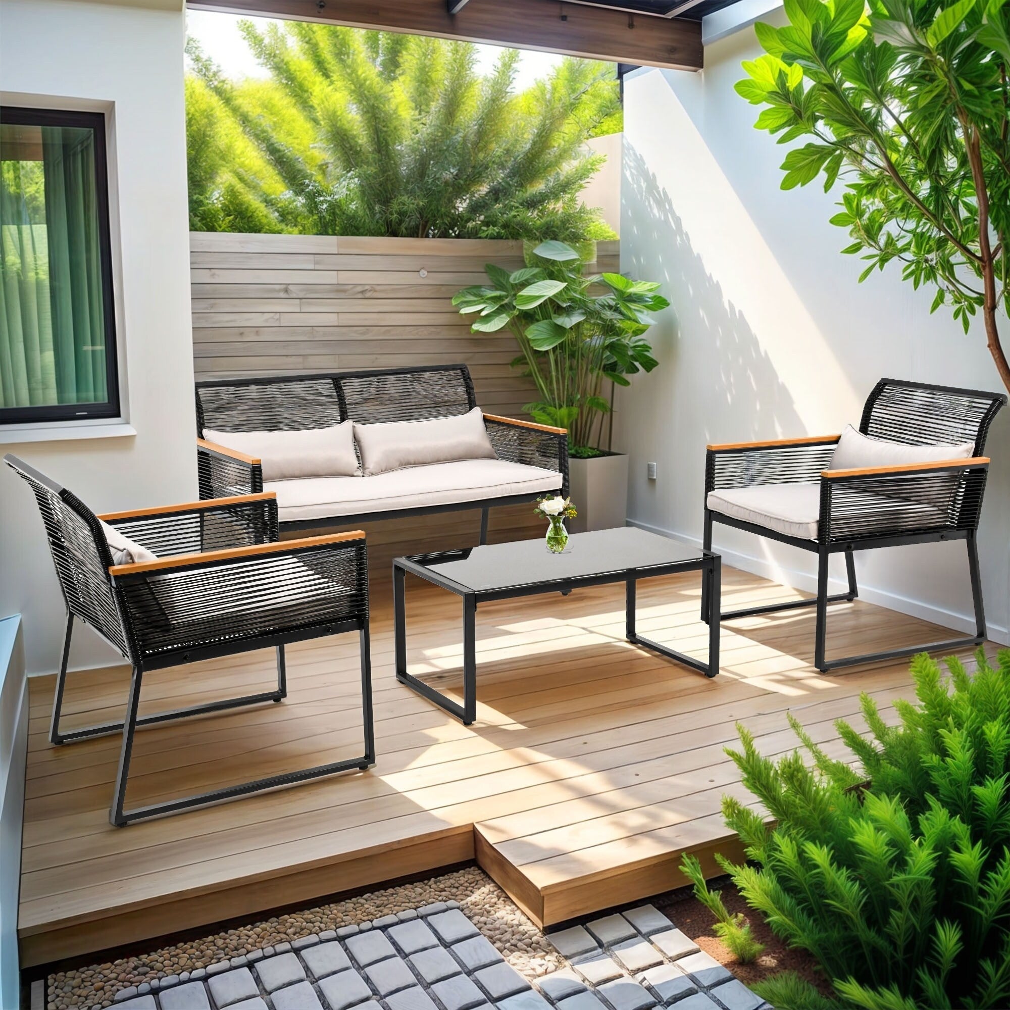 Ensemble de sièges McFerran pour 4 personnes avec coussins