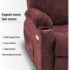 Fauteuil inclinable électrique MCombo avec massage et chauffage, 3 positions, ports USB, tissu 7040