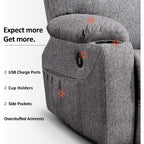 Fauteuil inclinable électrique MCombo avec massage et chauffage, 3 positions, ports USB, tissu 7040