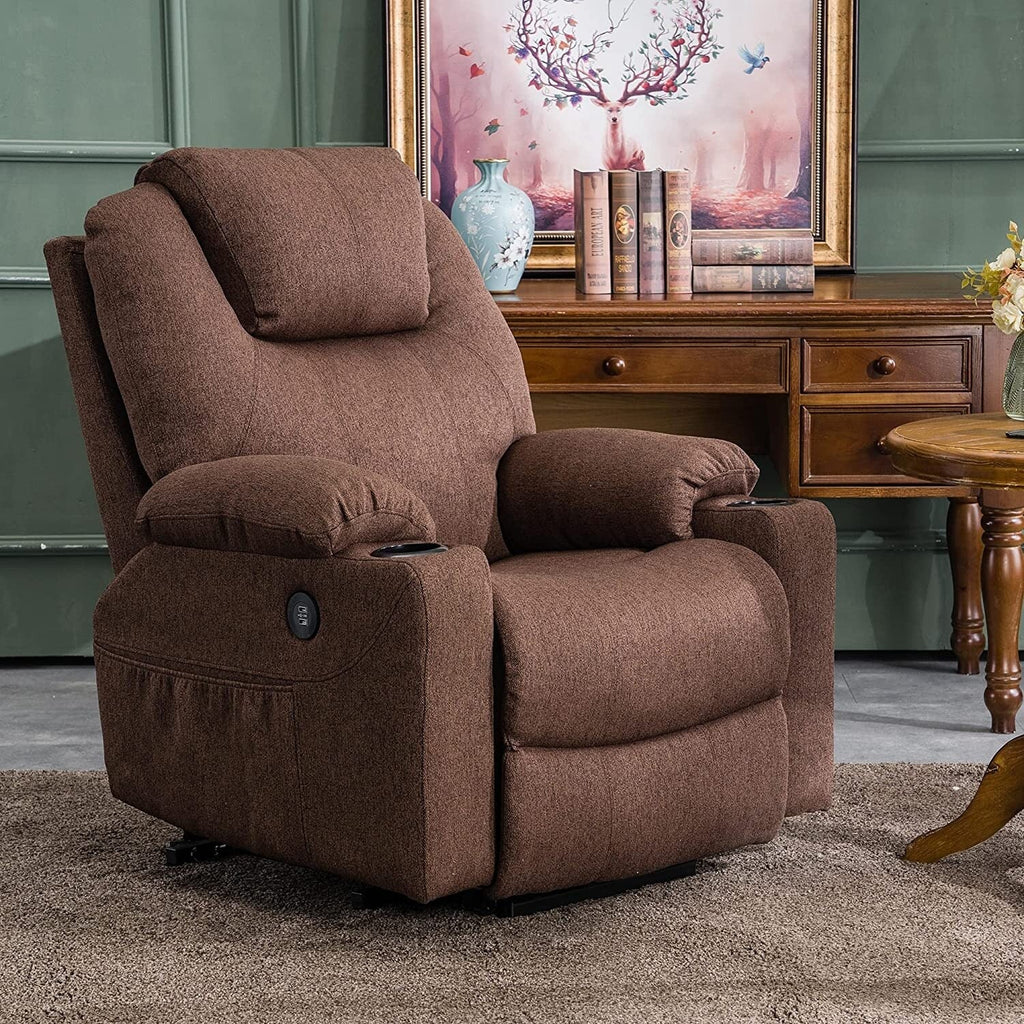 Fauteuil inclinable électrique MCombo avec massage et chauffage, 3 positions, ports USB, tissu 7040