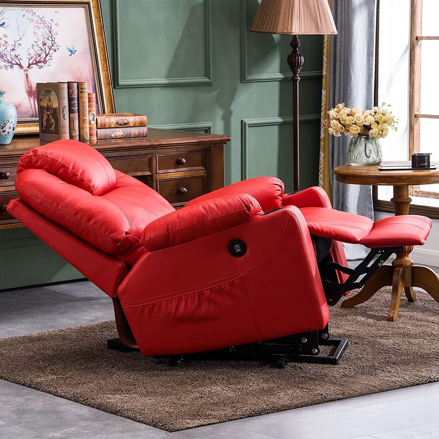 Fauteuil inclinable électrique MCombo avec massage et chauffage, 3 positions, ports USB, similicuir 7040