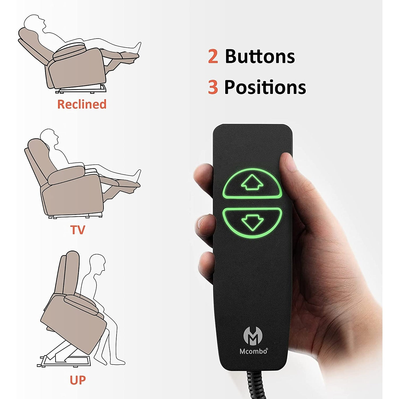 Fauteuil inclinable électrique MCombo avec massage et chauffage, 3 positions, ports USB, similicuir 7040