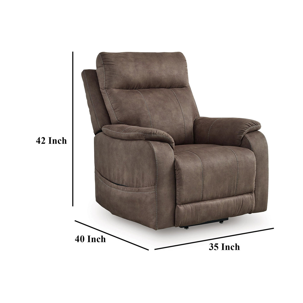 Fauteuil inclinable électrique Mead, chauffant et massant, 35 pouces, similicuir gris