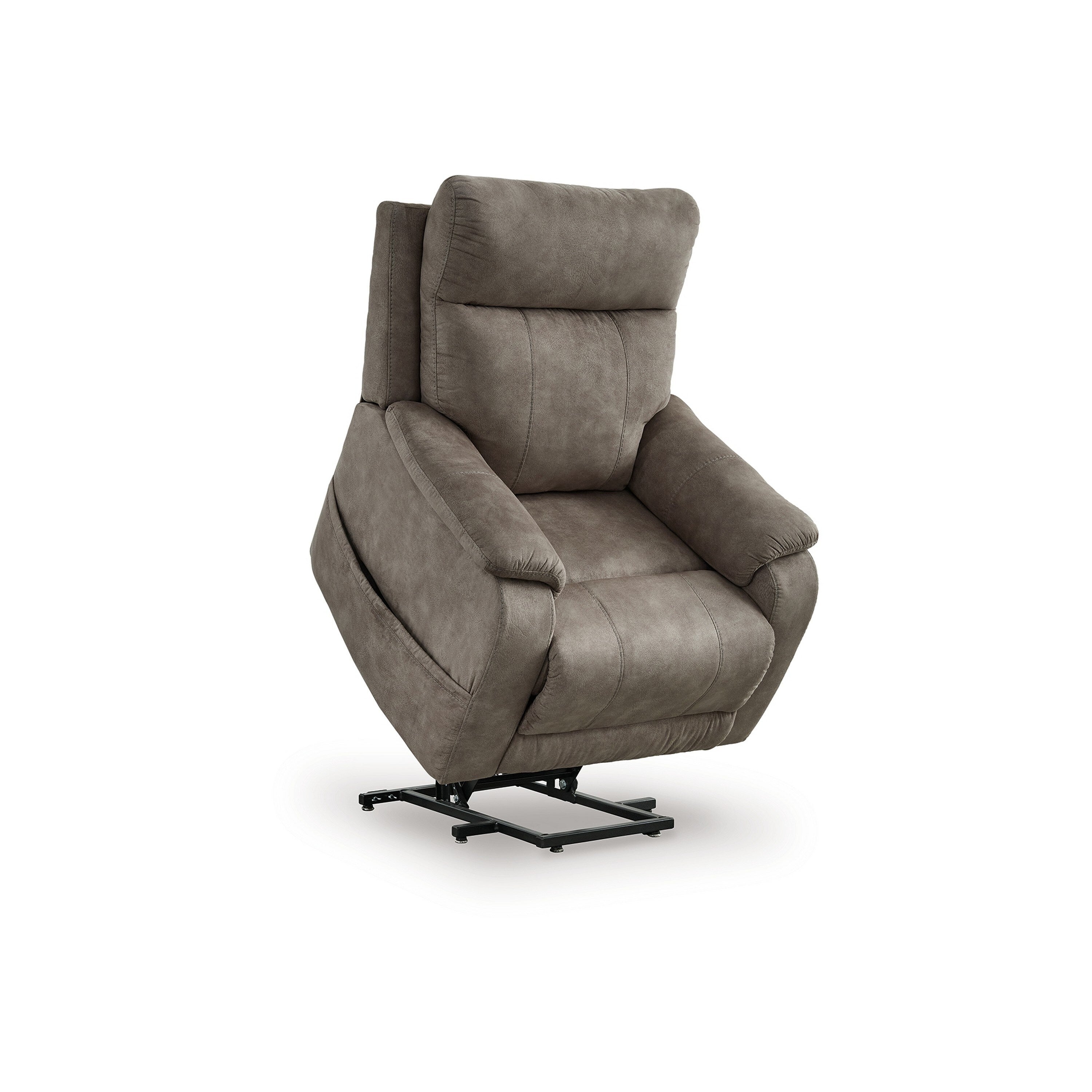 Fauteuil inclinable électrique Mead, chauffant et massant, 35 pouces, similicuir gris