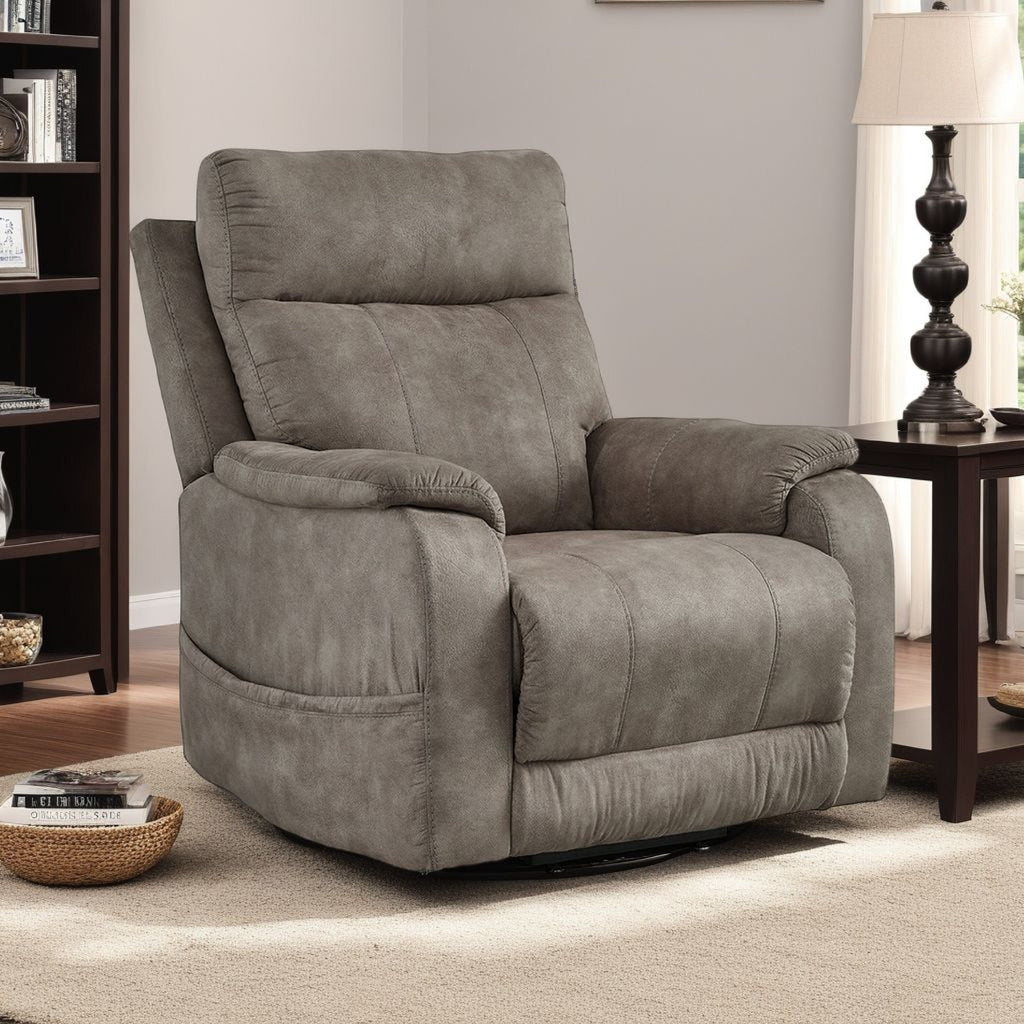 Fauteuil inclinable électrique Mead, chauffant et massant, 35 pouces, similicuir gris