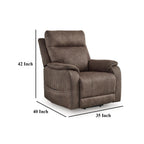 Fauteuil inclinable électrique Mead, chauffant, massant, 35 pouces, similicuir marron