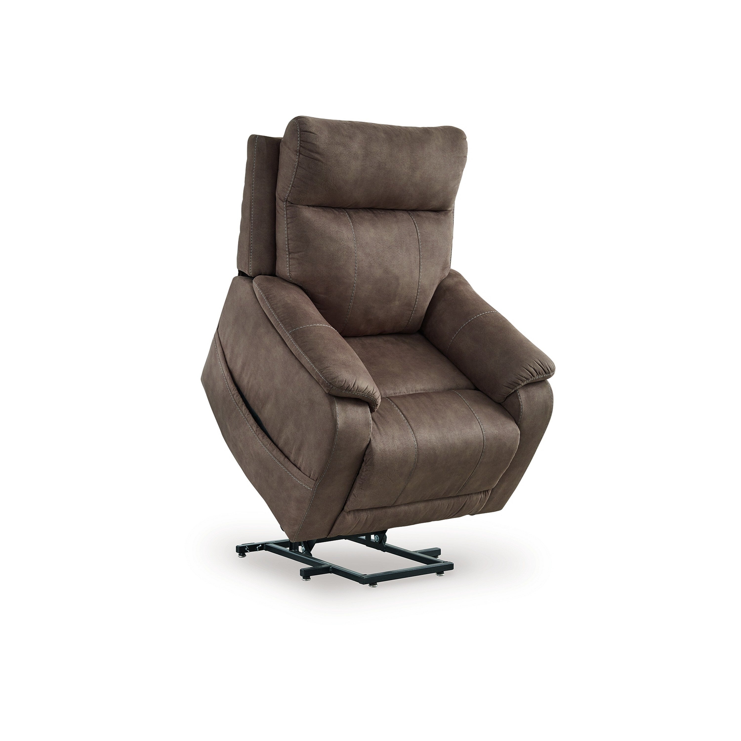 Fauteuil inclinable électrique Mead, chauffant, massant, 35 pouces, similicuir marron