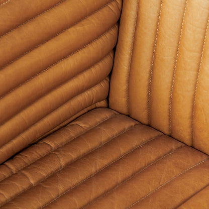 Canapé Ricciardo en cuir véritable cognac - 86,6 L x 38,6 l x 26,4 H