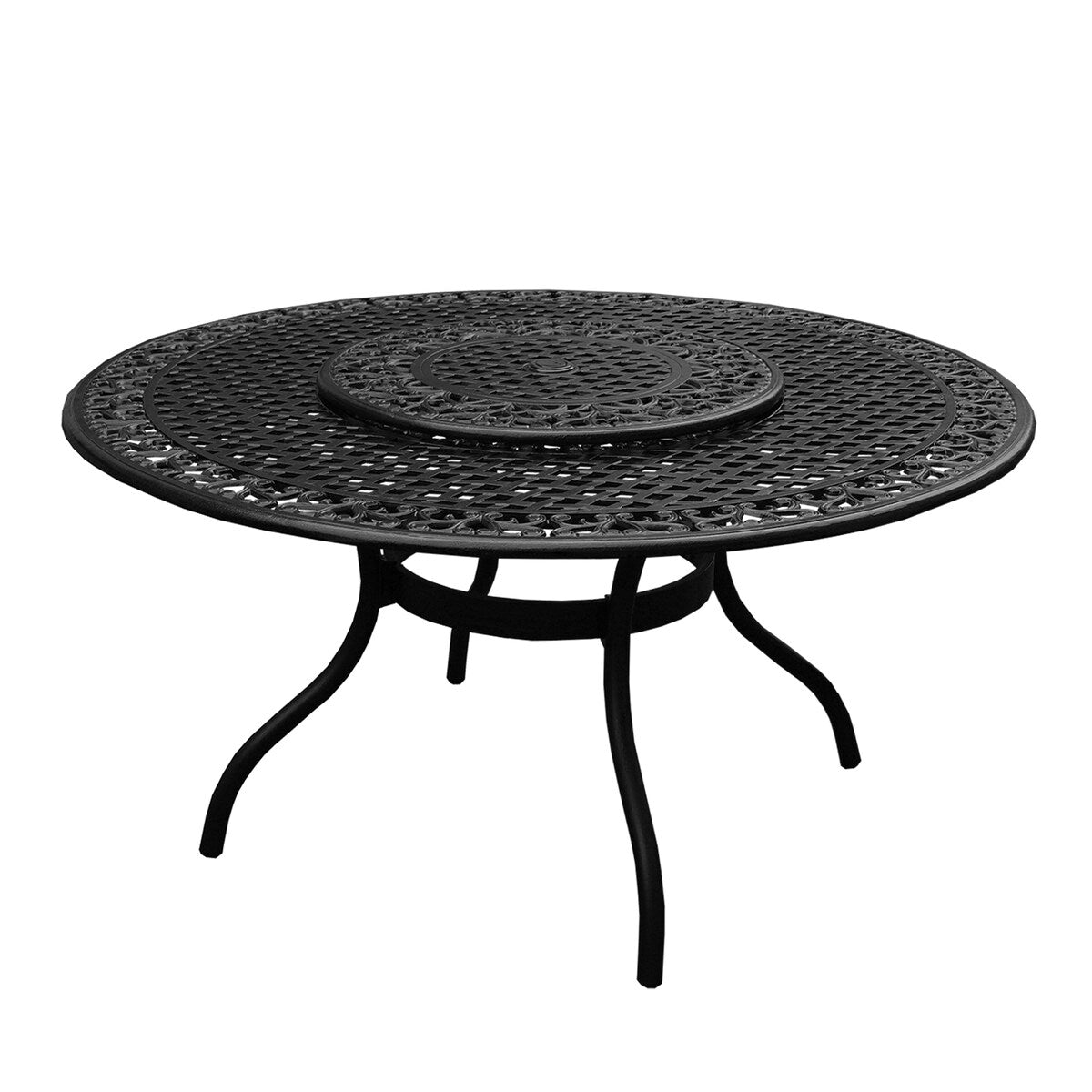 Ensemble de salle à manger rond en treillis de 59 po avec plateau tournant et six chaises - N/A