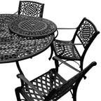 Ensemble de salle à manger rond en treillis de 59 po avec plateau tournant et six chaises - N/A