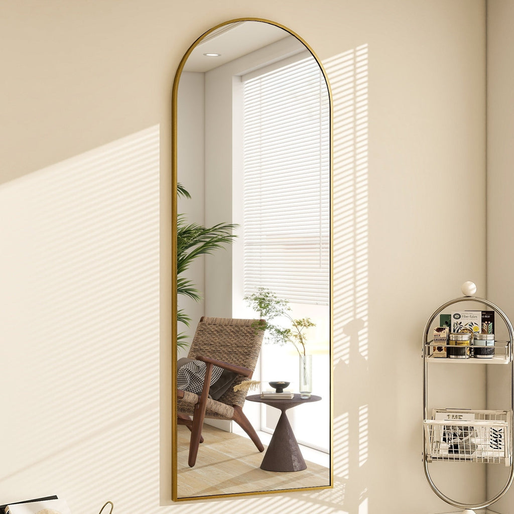 Miroir mural en forme d'arche en métal sur toute la longueur