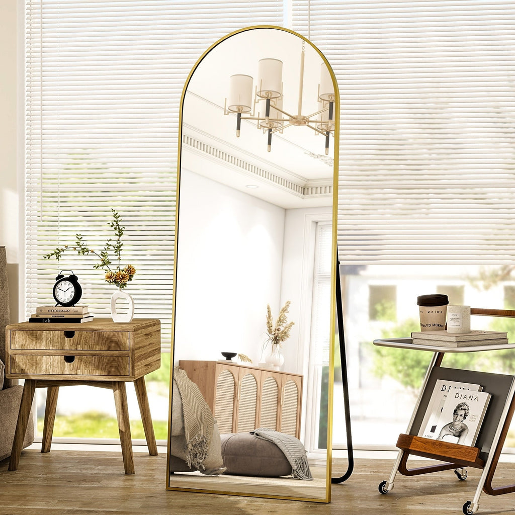 Miroir mural en forme d'arche en métal sur toute la longueur