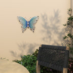 Papillon en métal pour décoration murale d'intérieur ou d'extérieur - Argent, vert, rose - Roche River Decor