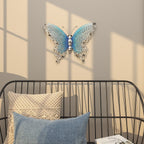Papillon en métal pour décoration murale d'intérieur ou d'extérieur - Argent, vert, rose - Roche River Decor