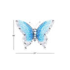 Papillon en métal pour décoration murale d'intérieur ou d'extérieur - Argent, vert, rose - Roche River Decor