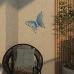 Papillon en métal pour décoration murale d'intérieur ou d'extérieur - Argent, vert, rose - Roche River Decor