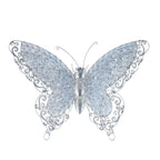 Papillon en métal pour décoration murale d'intérieur ou d'extérieur - Argent, vert, rose - Roche River Decor