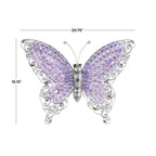 Papillon en métal pour décoration murale d'intérieur ou d'extérieur - Argent, vert, rose - Roche River Decor