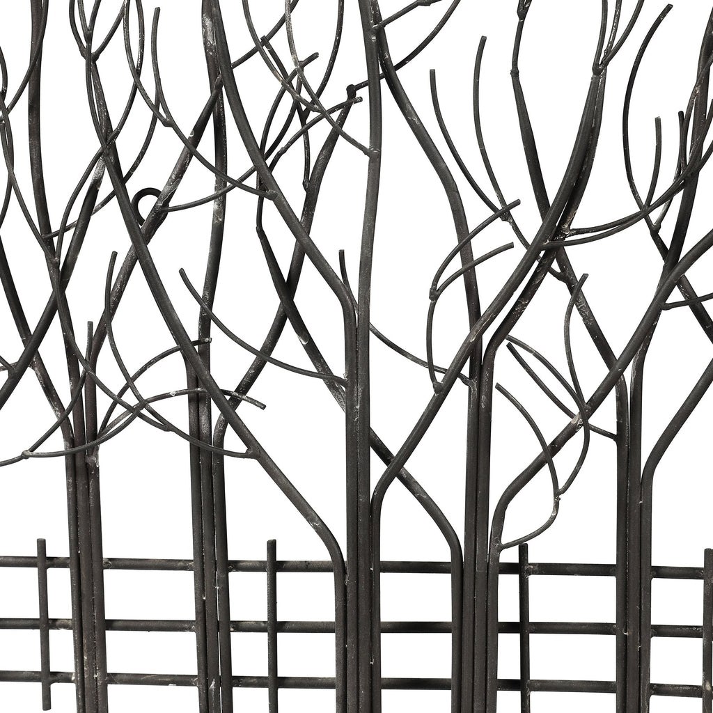 Décoration murale en métal noir Champ d'arbres