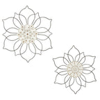 Décoration murale florale en métal - Lot de 2 - Noir - Roche River Decor