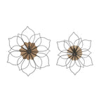 Décoration murale florale en métal - Lot de 2 - Noir - Roche River Decor