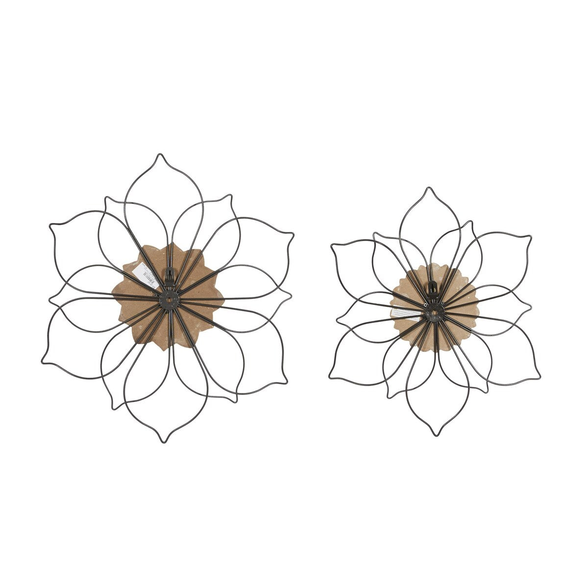 Décoration murale florale en métal - Lot de 2 - Noir - Roche River Decor
