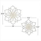 Décoration murale florale en métal - Lot de 2 - Noir - Roche River Decor