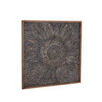 Décoration murale en métal motif tournesol floral avec détails en relief - Gris - Roche River Decor