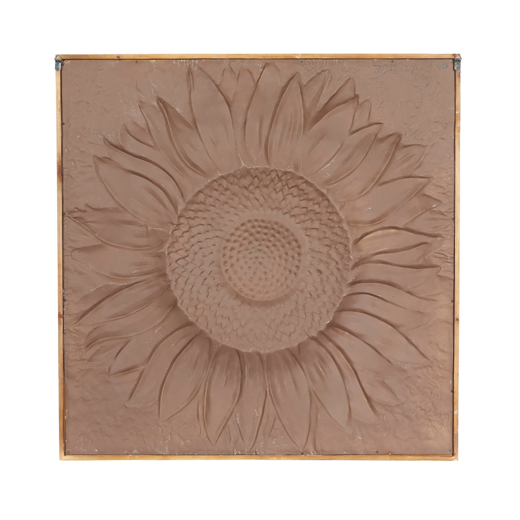 Décoration murale en métal motif tournesol floral avec détails en relief - Gris - Roche River Decor