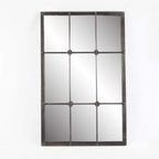 Miroir mural rustique à cadre en métal brun avec vitre décorative - 37,75 H x 23,8 L x 1 P