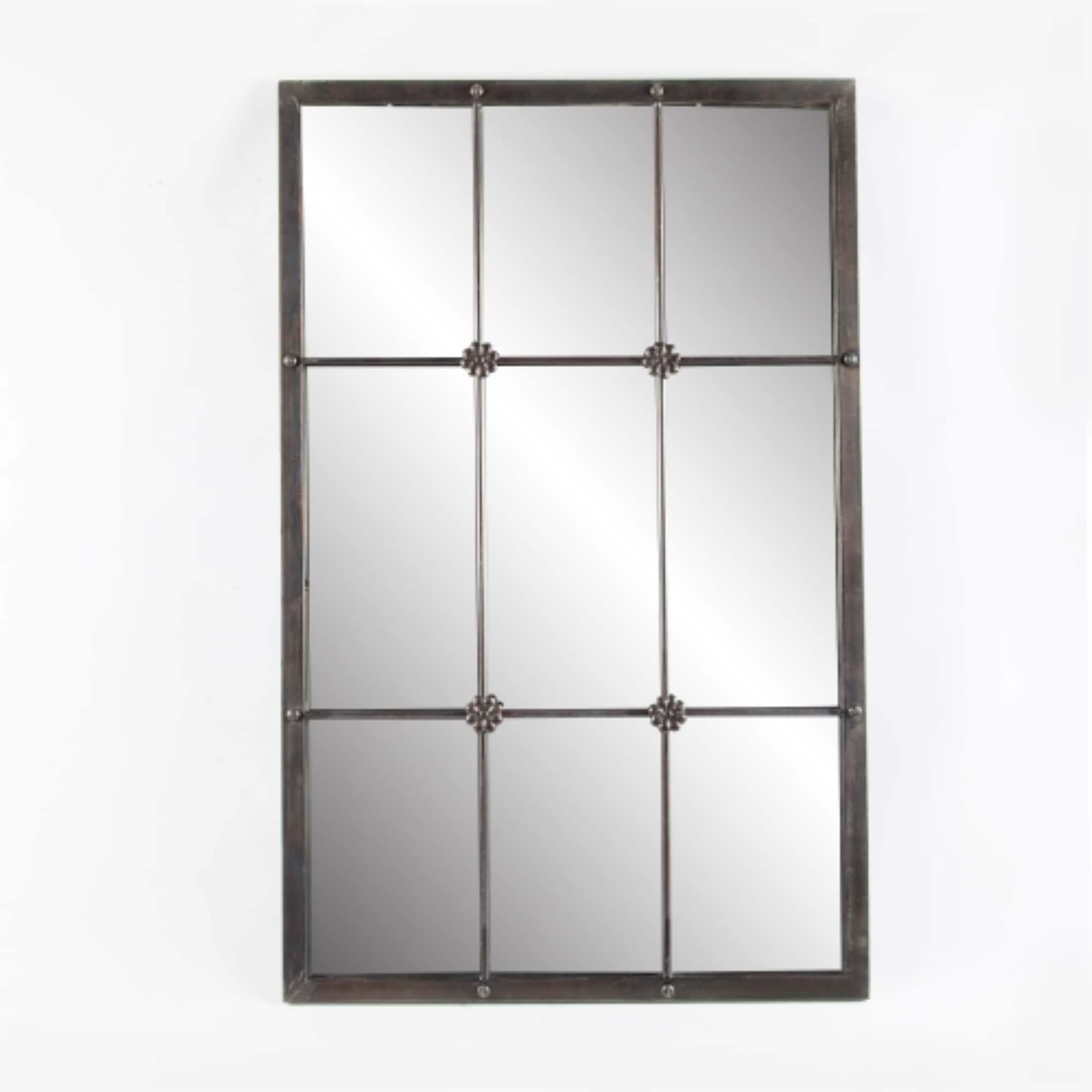 Miroir mural rustique à cadre en métal brun avec vitre décorative - 37,75 H x 23,8 L x 1 P