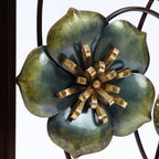 Décoration murale en métal vert, blanc et or avec fleurs sauvages (lot de 2)