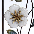 Décoration murale en métal vert, blanc et or avec fleurs sauvages (lot de 2)