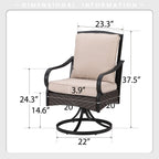 Ensemble de salle à manger d'extérieur en métal pour 8 personnes avec table carrée et chaises fixes et pivotantes rembourrées robustes, ensemble de meubles de patio (beige)