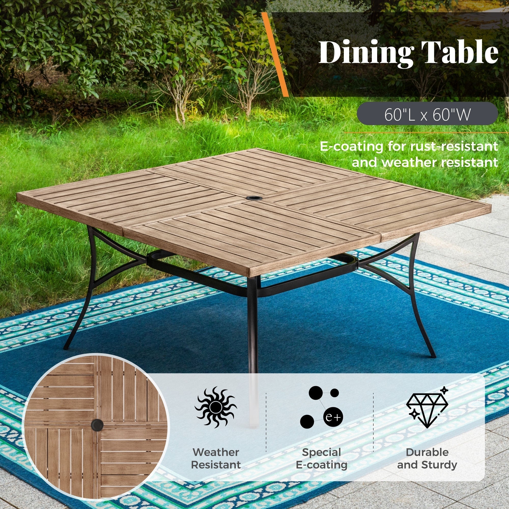 Ensemble de salle à manger d'extérieur en métal pour 8 personnes avec table carrée et chaises fixes et pivotantes rembourrées robustes, ensemble de meubles de patio (beige)