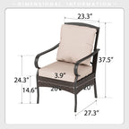 Ensemble de salle à manger d'extérieur en métal pour 8 personnes avec table carrée et chaises fixes et pivotantes rembourrées robustes, ensemble de meubles de patio (beige)