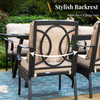 Ensemble de salle à manger d'extérieur en métal pour 8 personnes avec table carrée et chaises fixes et pivotantes rembourrées robustes, ensemble de meubles de patio (beige)