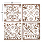 Décoration murale en métal à volutes - Lot de 4 - Marron foncé - Roche River Decor