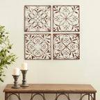 Décoration murale en métal à volutes - Lot de 4 - Marron foncé - Roche River Decor