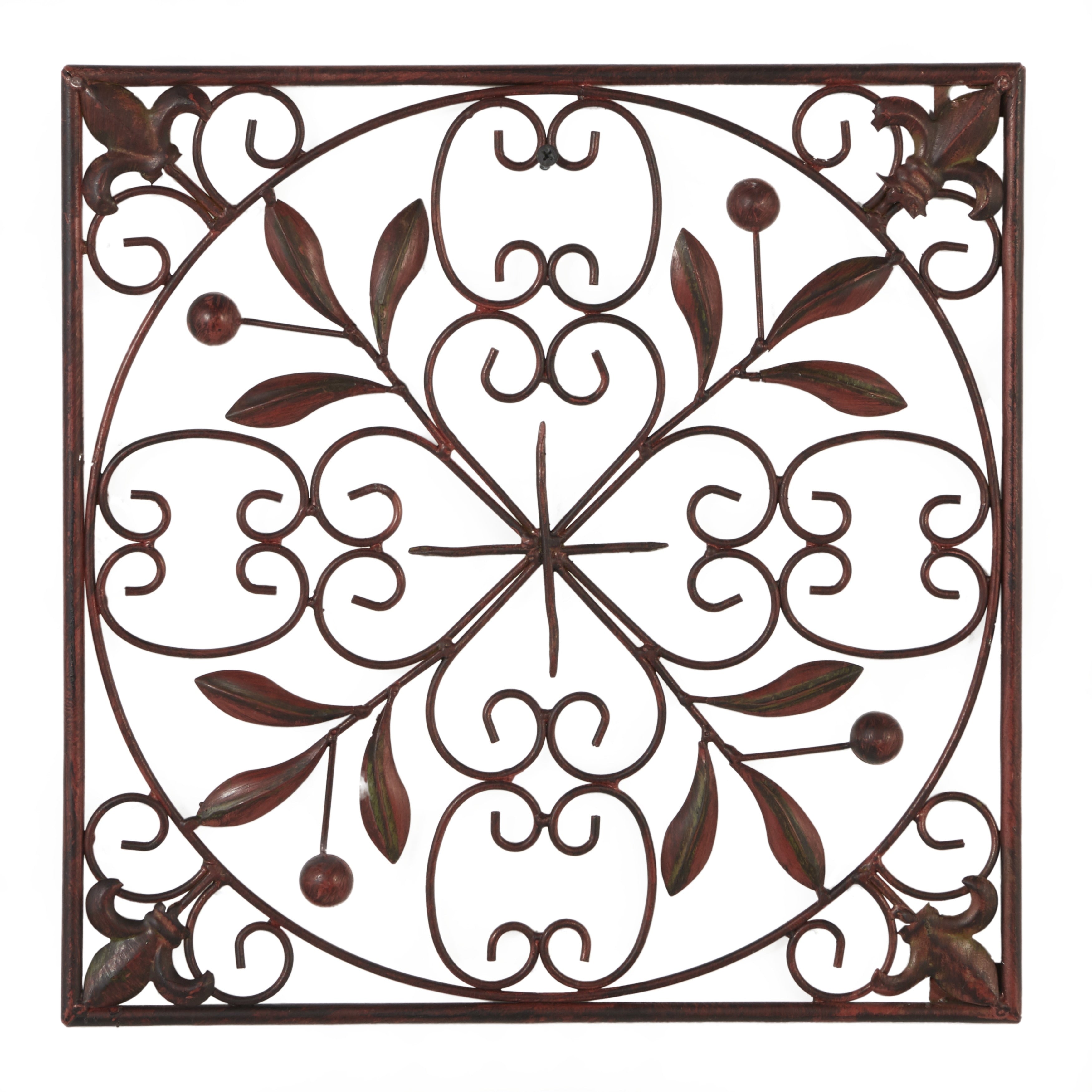 Décoration murale en métal à volutes - Lot de 4 - Marron foncé - Roche River Decor