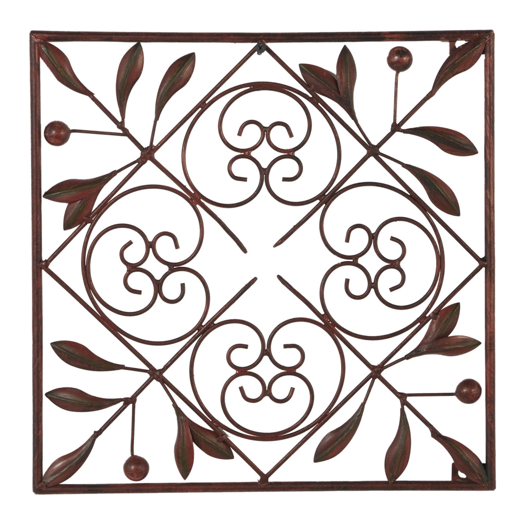 Décoration murale en métal à volutes - Lot de 4 - Marron foncé - Roche River Decor