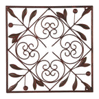 Décoration murale en métal à volutes - Lot de 4 - Marron foncé - Roche River Decor