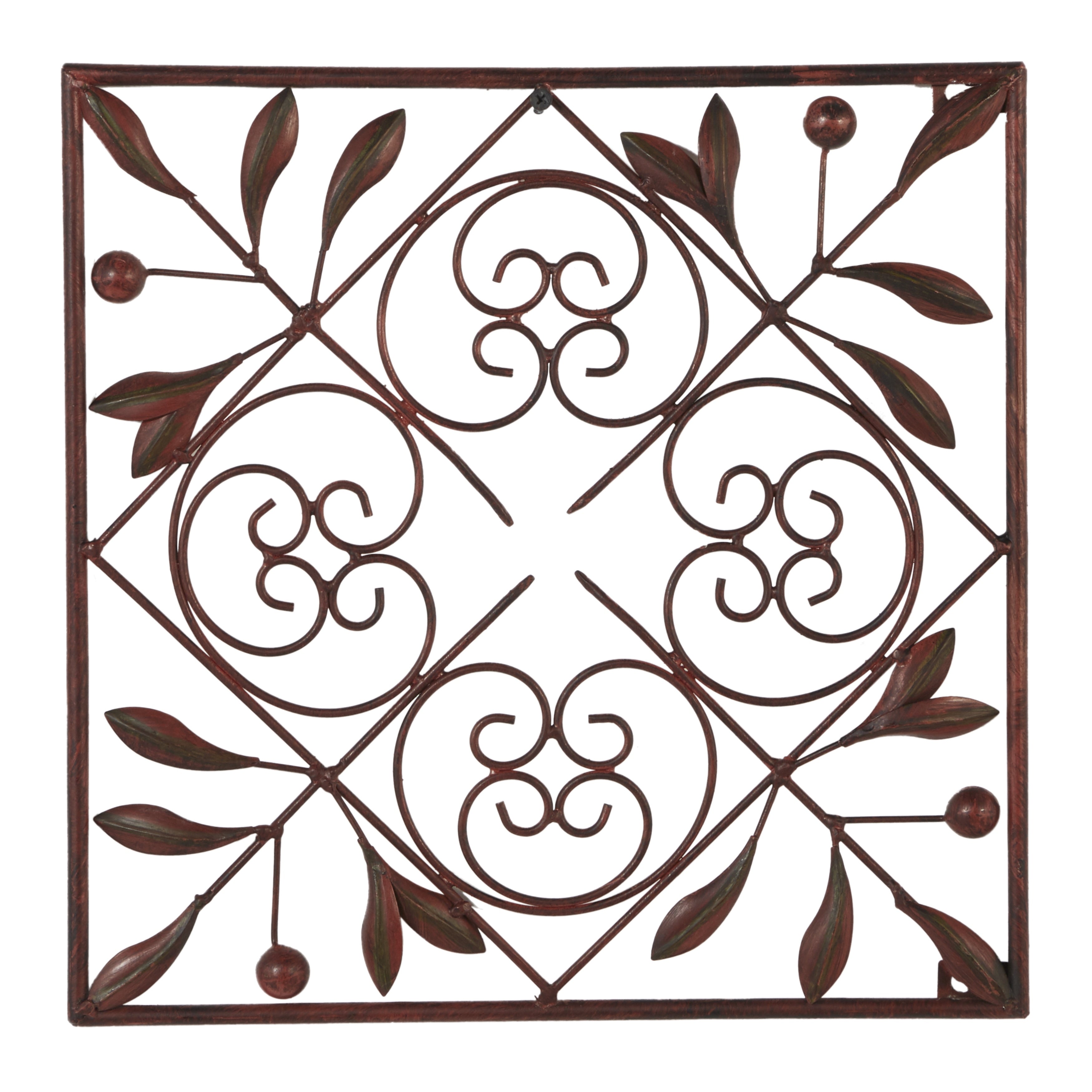Décoration murale en métal à volutes - Lot de 4 - Marron foncé - Roche River Decor