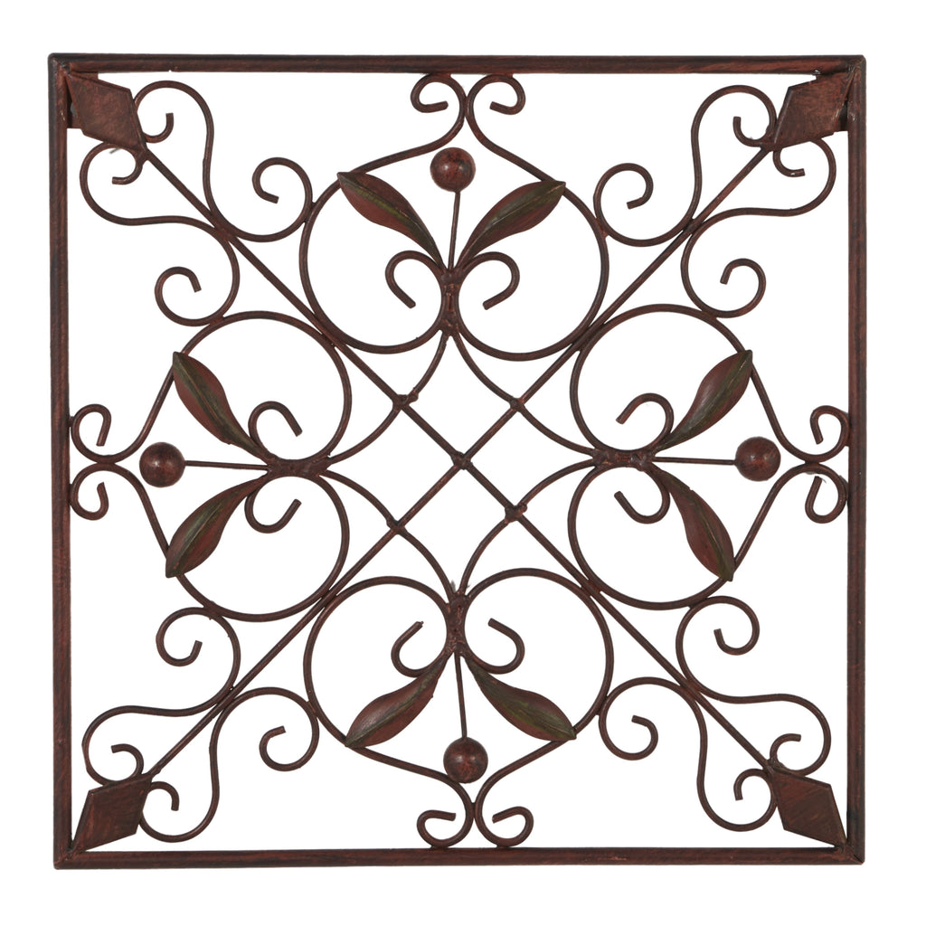 Décoration murale en métal à volutes - Lot de 4 - Marron foncé - Roche River Decor